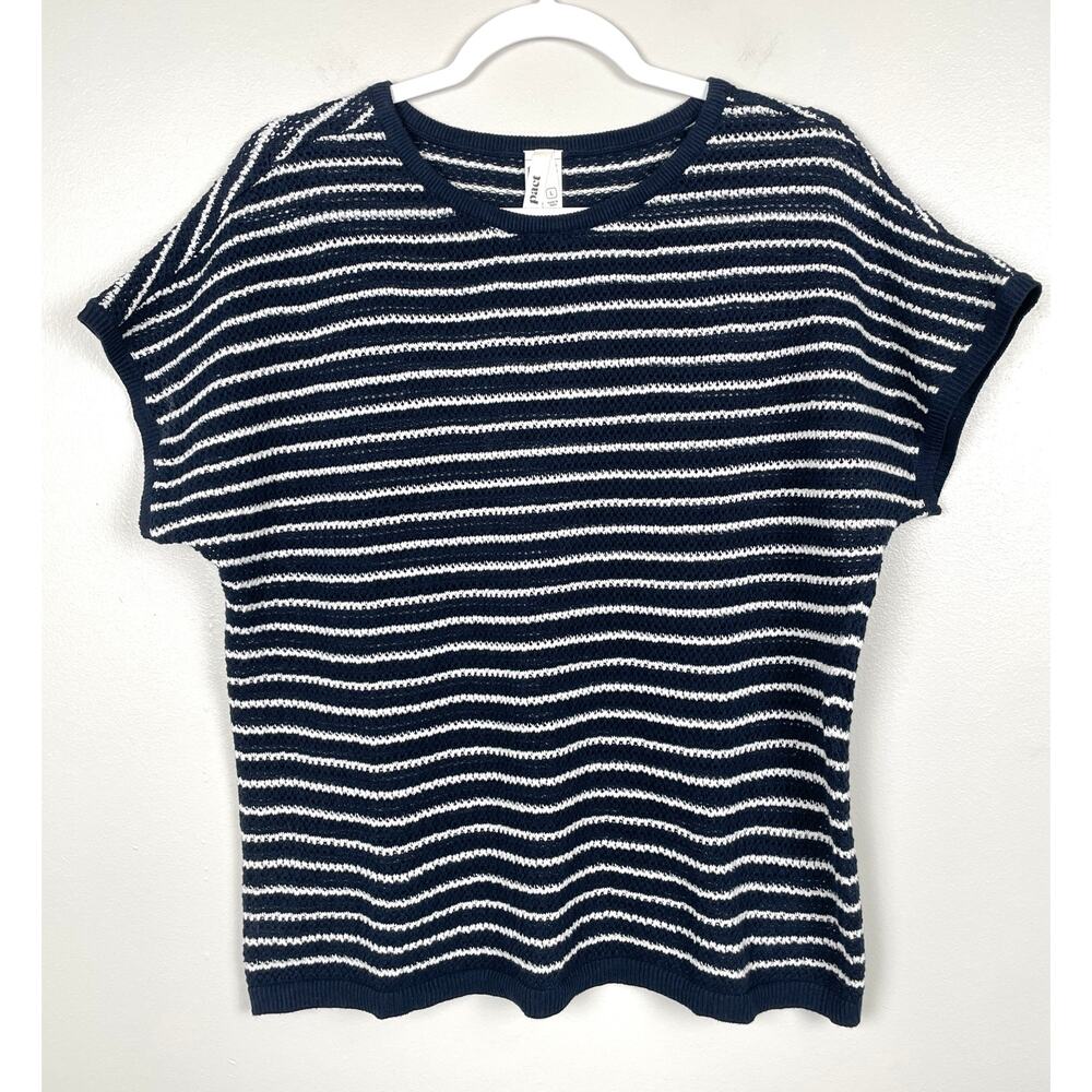 Pact Beachside Crochet Knit Short Sleeve Top Capri Stripe Large Beach Vacation - Picture 3 of 12